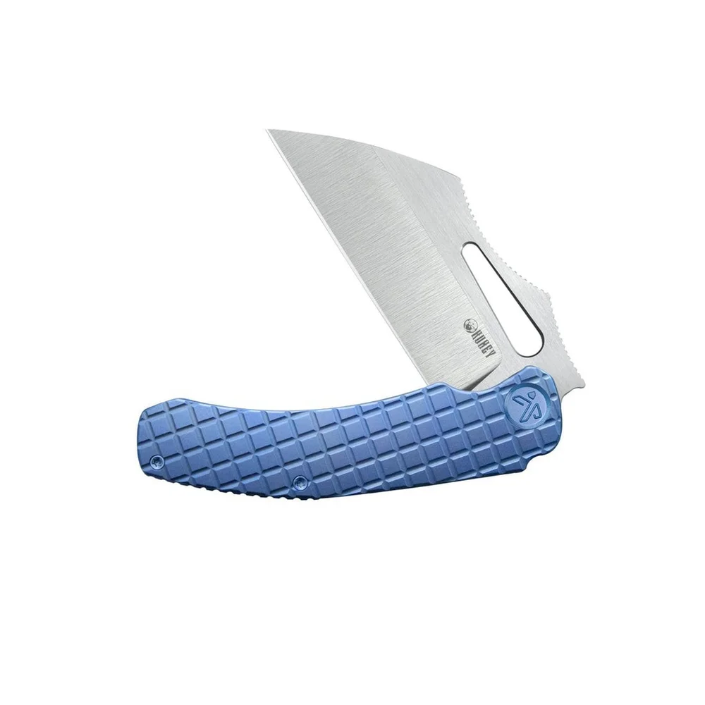 Gift Kubey Sylow Folding Kitchen Knife Blue Titanium Handle 3.46